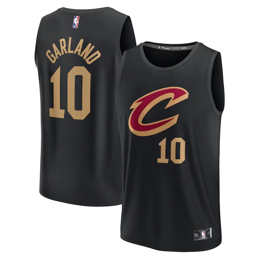 Men Cleveland Cavaliers #10 Darius Garland Fanatics Branded Black Statement Edition 2022-23 Fast Break NBA Jersey